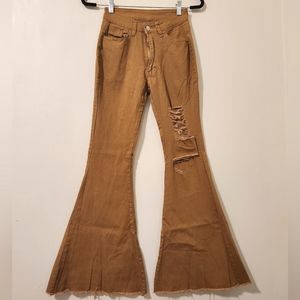 Flare Wide Leg Khaki Pants Size S